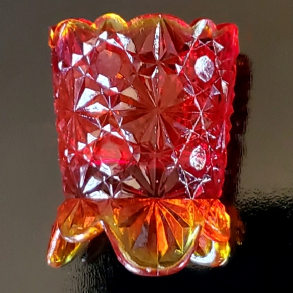 Vntg Amberina "Daisy and Button" Toothpick / Matchstick Holder - Picture 3 of 12